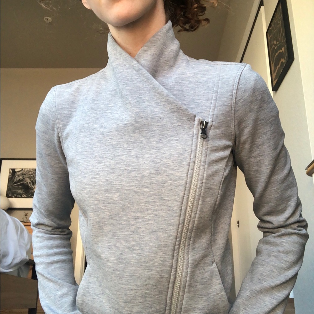 Athleta Gray Asymmetrical Zip Jacket